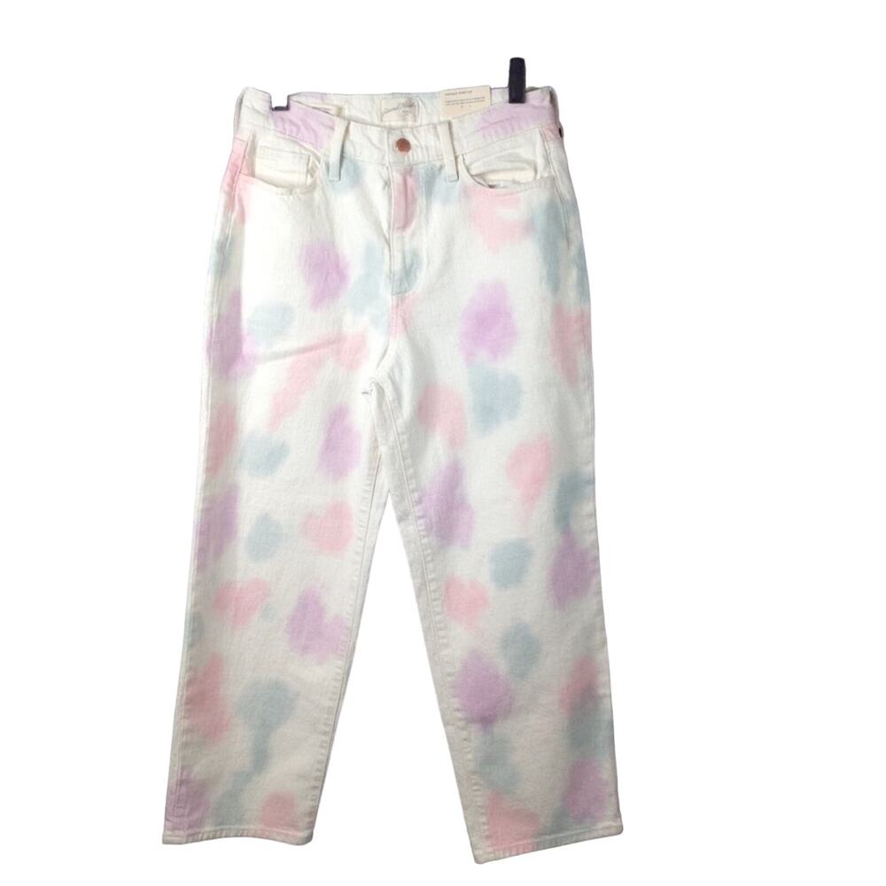 Universal Thread Vintage Jeans Tie Dye Pink White Straight Crop Denim Pants 6